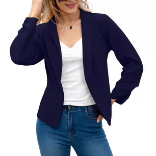 Women's Cotton Notched Collar Long Sleeves Casual Wear Blazers