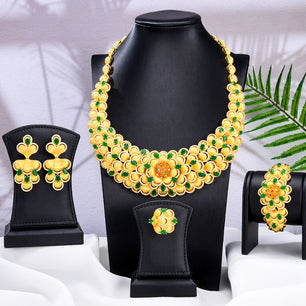 Women's Copper Cubic Zirconia Wedding Trendy Flower Jewelry Set