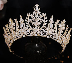 Women's Copper Plant Pattern Tiaras Elegant Bridal Wedding Crown