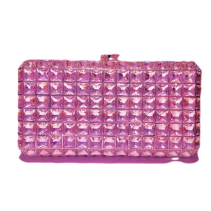 Women's Metallic Hasp Closure Rhinestone Evening Wedding Clutch