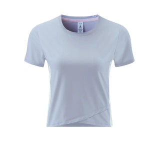 Women's Nylon O-Neck Short Sleeve Breathable Yoga Workout Top