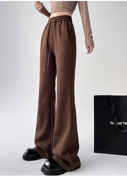 Women's Polyester Elastic Closure High Waist Casual Wear Trousers