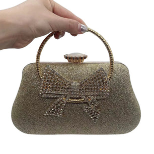 Women's Metallic Hasp Closure Rhinestone Pattern Trendy Handbag