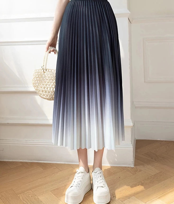 Women's Polyester High Waist Pleated Pattern Casual Wear Skirts