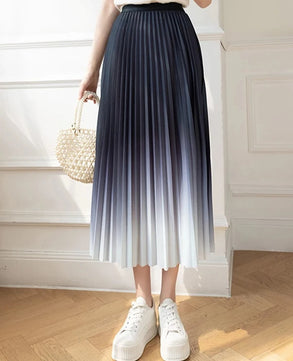 Women's Polyester High Waist Pleated Pattern Casual Wear Skirts