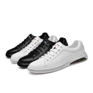 Men's Split Leather Round Toe Lace-Up Closure Luxury Sneakers