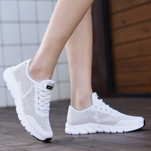 Men's Cotton Round Toe Lace-Up Closure Running Sport Sneakers