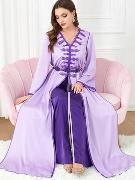 Women's Arabian Polyester Full Sleeves Embroidery Casual Dress