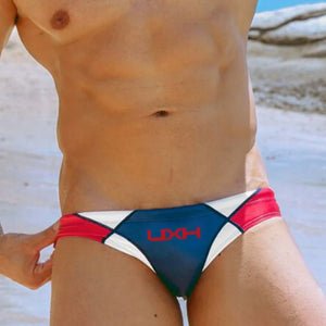 Men's Polyester Elastic Closure Printed Boxer Swimwear Brief