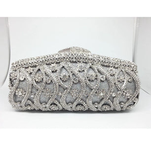 Women's Metallic Hasp Closure Rhinestone Bridal Wedding Clutch