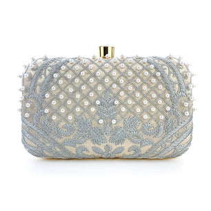 Women's Metallic Hasp Closure Rhinestone Trendy Wedding Clutch