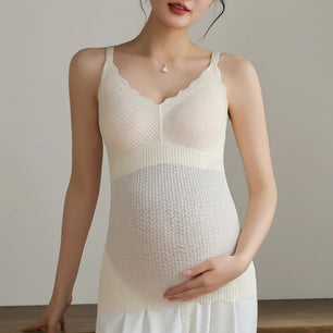 Women's Spandex V-Neck Sleeveless Solid Pattern Maternity Tops