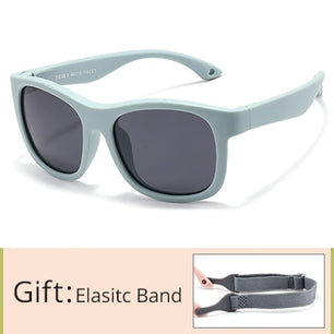 Kid's Acetate Frame Square Shape Polarized Flexible Sunglasses