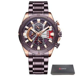 Men's Stainless Steel Folding Clasp Round Shape Luxury Watch