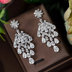 Women's Copper Cubic Zirconia Trendy Water Drop Wedding Earrings