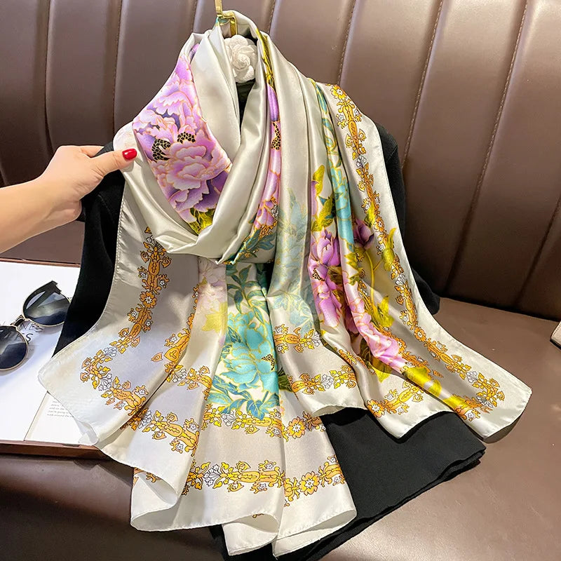 Women's Silk Neck Wrap Printed Pattern Trendy Beach Scarves