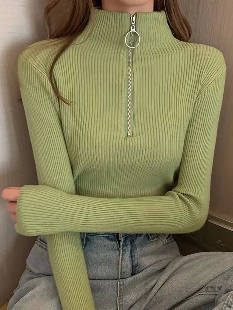 Women's Acrylic Turtleneck Full Sleeves Solid Pattern Sweater