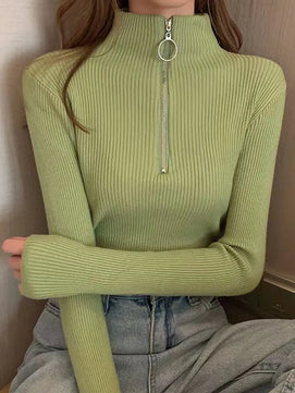 Women's Acrylic Turtleneck Full Sleeves Solid Pattern Sweater