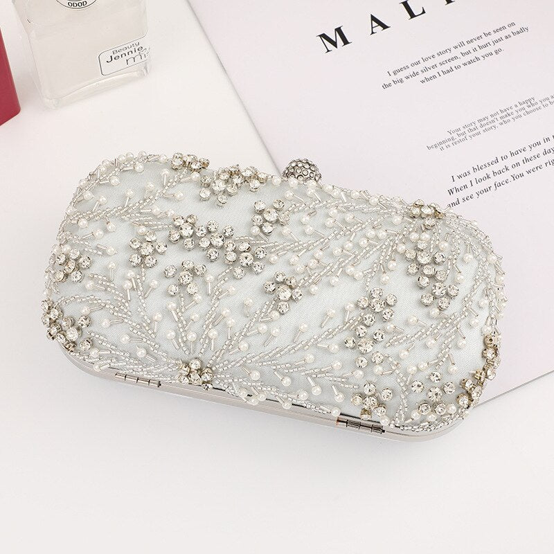 Women's Polyester Hasp Closure Rhinestone Vintage Party Bag