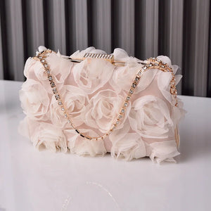 Women's Polyester Hasp Closure Floral Luxury Bridal Wedding Clutch