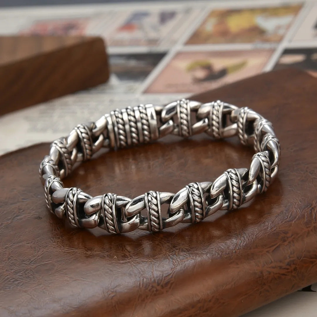 Men's 100% 925 Sterling Silver Animal Pattern Ethnic Bracelet