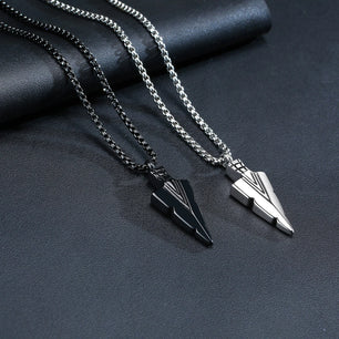 Men's Metal Stainless Steel Box Chain Trendy Arrowhead Necklace