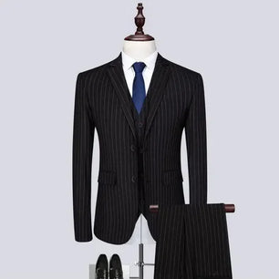 Men's Viscose Notched Long Sleeve Single Breasted Blazers Set