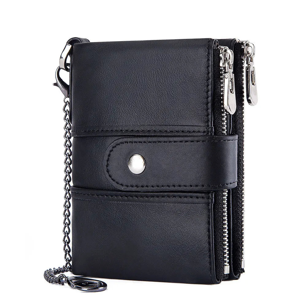 Men's Genuine Leather Card Holder Solid Pattern Trendy Wallets