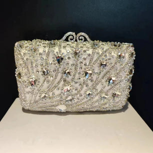 Women's Metallic Hasp Closure Rhinestone Pattern Wedding Clutch