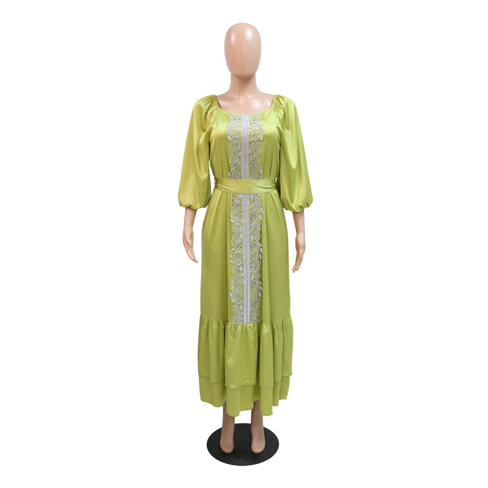 Women's Arabian Polyester Full Sleeve Embroidered Casual Dresses