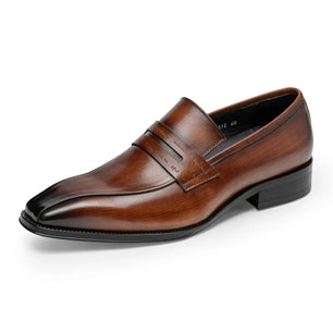 Men's Genuine Leather Square Toe Slip-On Closure Formal Shoes