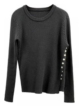 Women's Polyester O-Neck Full Sleeves Solid Pattern Sweater