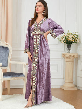 Women's Arabian Polyester Full Sleeve Embroidery Casual Dress