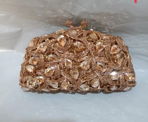 Women's Metallic Hasp Closure Rhinestone Luxury Wedding Clutch