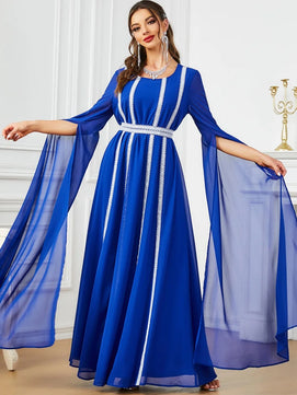 Women's Arabian Polyester Full Sleeves Solid Pattern Casual Dress