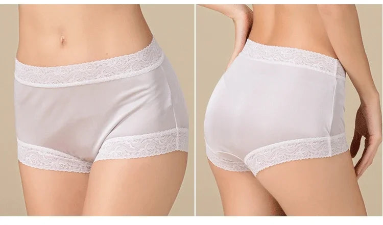 Women's Silk Low Waist Breathable Lace Pattern Underwear Panties