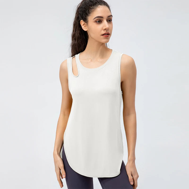 Women's Polyester O-Neck Sleeveless Breathable Yoga Workout Top