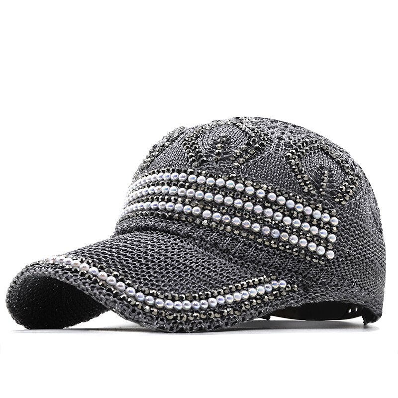 Women's Cotton Rhinestone Pattern Casual Wear Baseball Caps