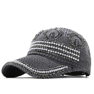 Women's Cotton Rhinestone Pattern Casual Wear Baseball Caps