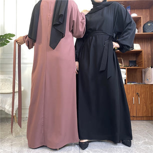 Women's Arabian Polyester Full Sleeve Solid Pattern Casual Abaya