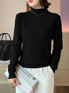 Women's Acrylic Mock Neck Long Sleeves Casual Wear Sweaters