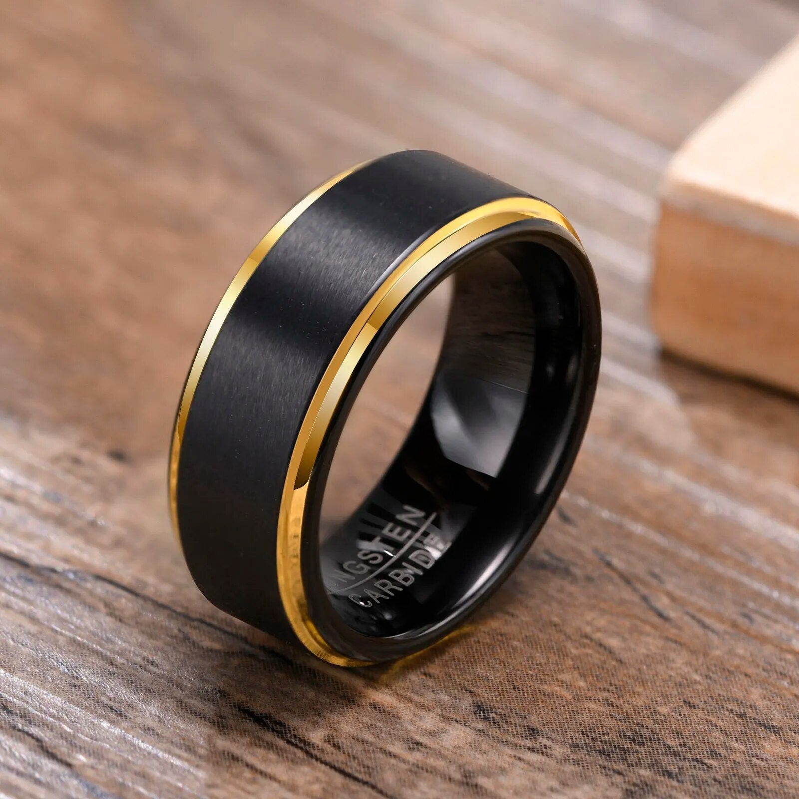 Men's Metal Tungsten Geometric Pattern Trendy Wedding Ring