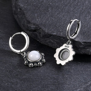 Women's 925 Sterling Silver Moonstone Wedding Hoop Earrings