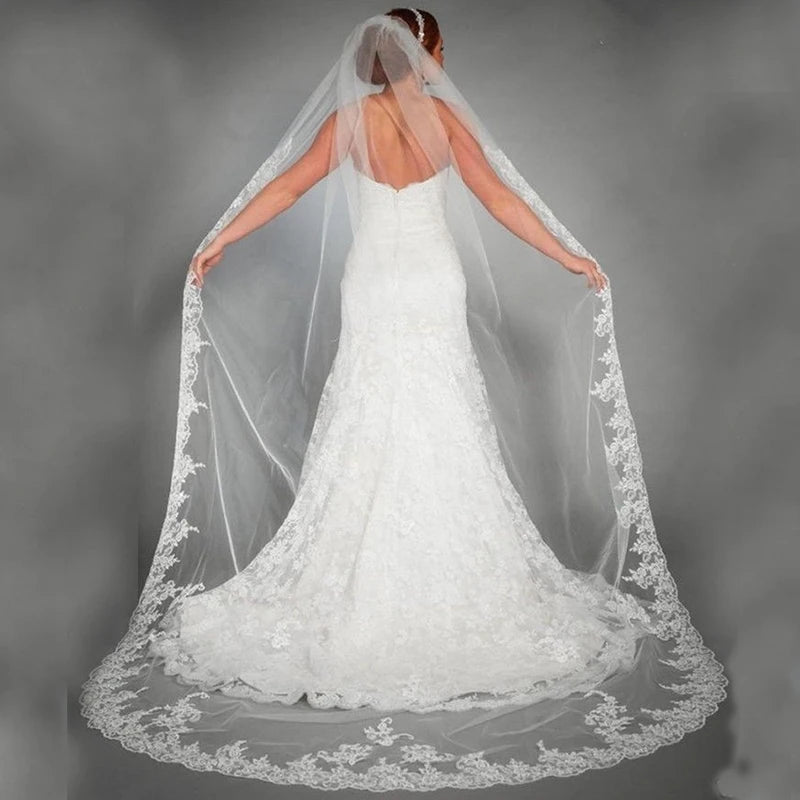 Women's Polyester Applique Edge One-Layer Bridal Wedding Veils