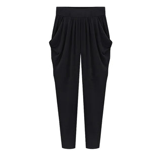 Women's Polyester High Elastic Waist Closure Casual Straight Pants