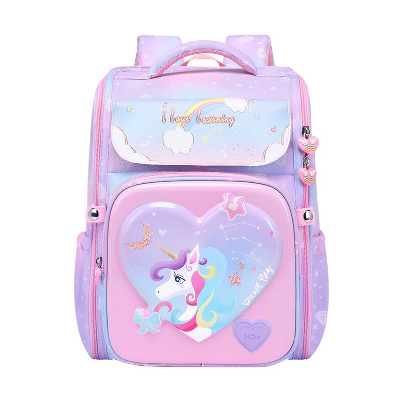 Kid's Girl Polyester Zipper Closure Cartoon Pattern School Backpack