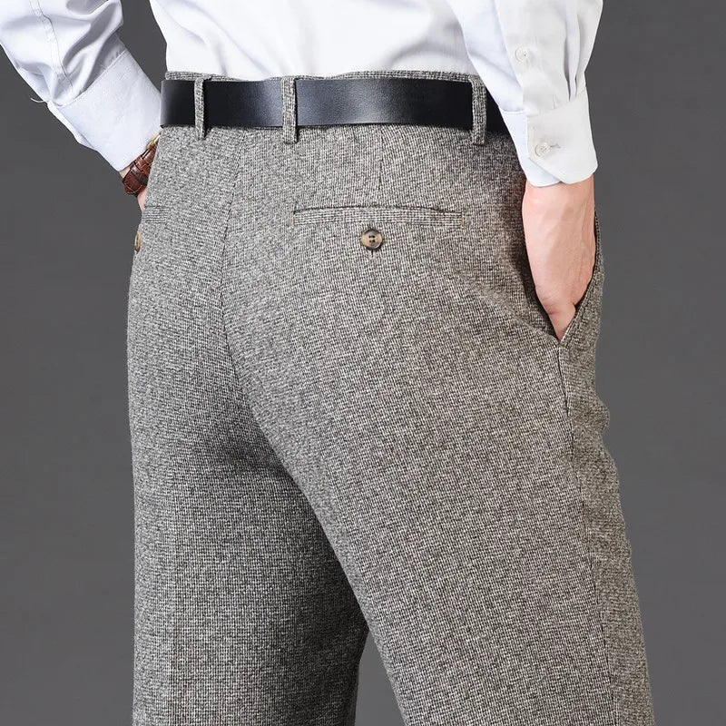 Men's Rayon High Waist Zipper Fly Closure Solid Formal Pants