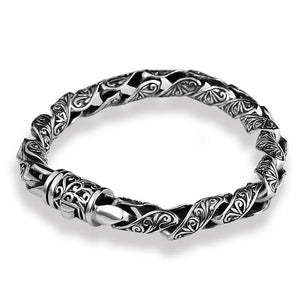 Men's 925 Sterling Silver Geometric Pattern Chain Type Bracelet