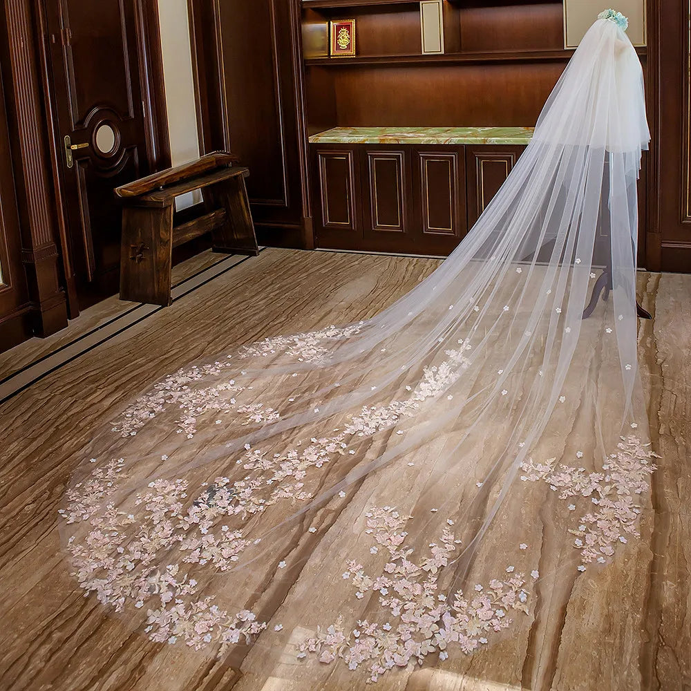 Women's Polyester Lace Edge Two-Layer Cathedral Wedding Veils