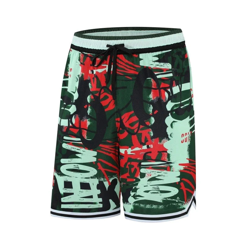 Men's Polyester Printed Pattern Breathable Fitness Sports Short